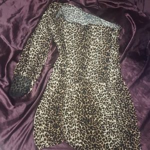 Cheetah print one sleeve dress